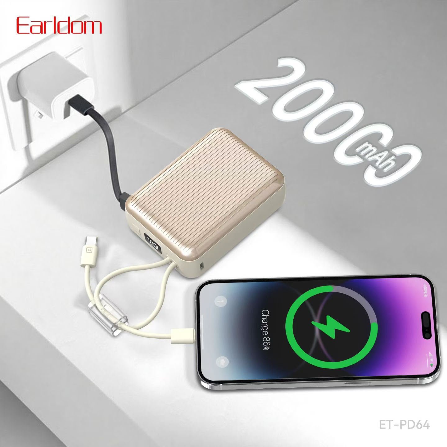Earldom 20000mAh Portable Digital Power Bank with Smart Display – ET-PD64 - Image 6