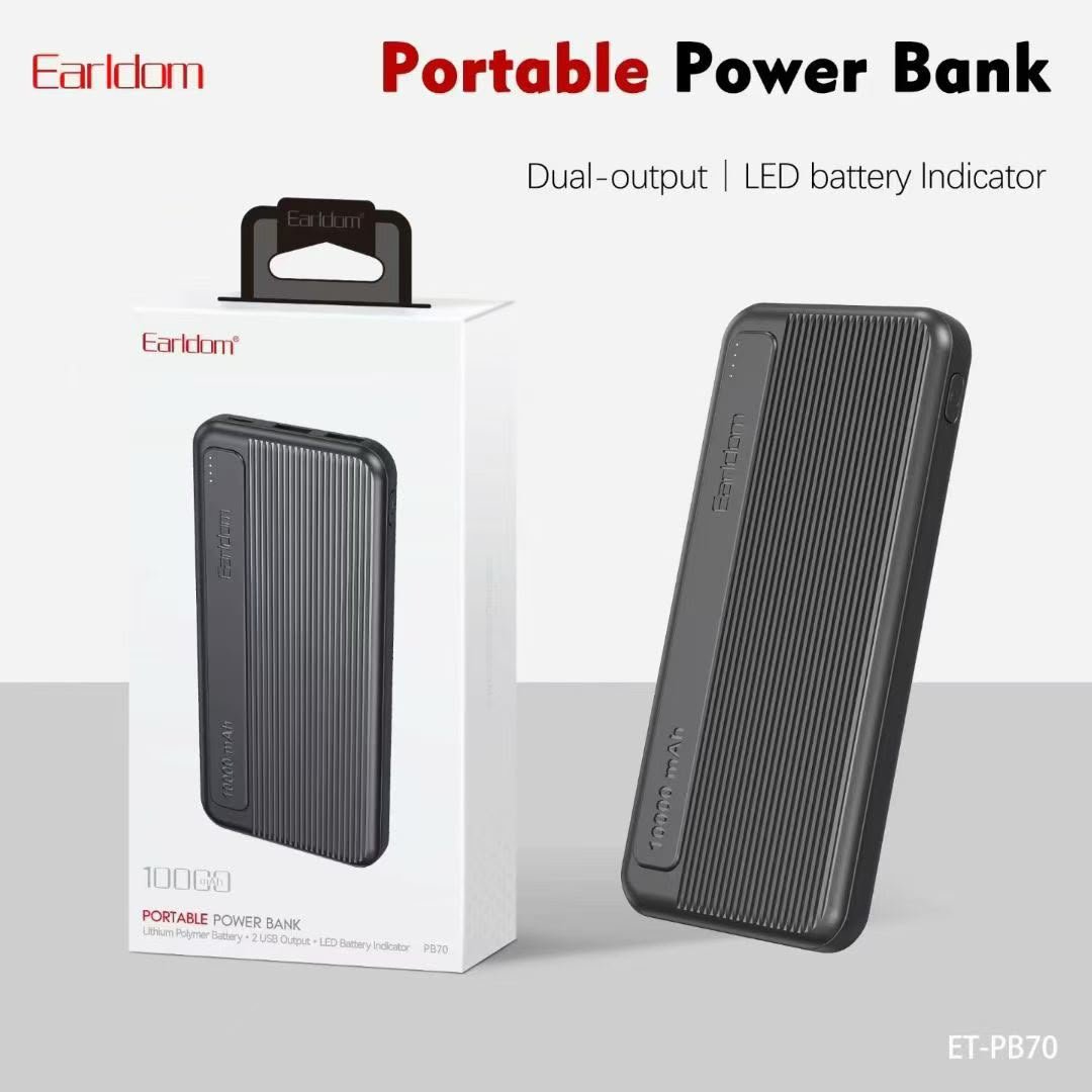 Earldom Portable Power Bank with Dual Output & LED Battery Indicator – ET-PB70
