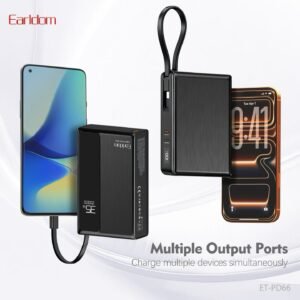 Earldom 20000mAh Fast Charging Power Bank with Built-in USB-C Cable – ET-PD66